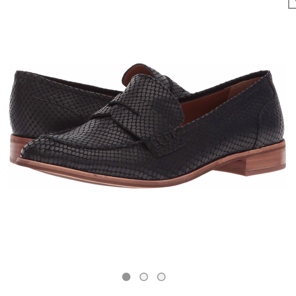 Franco Sarto black snake loafers